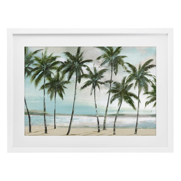 Stupell Industries Palms in A Row Coastal White Framed Print Under Glass, design by Lorenzo Collective