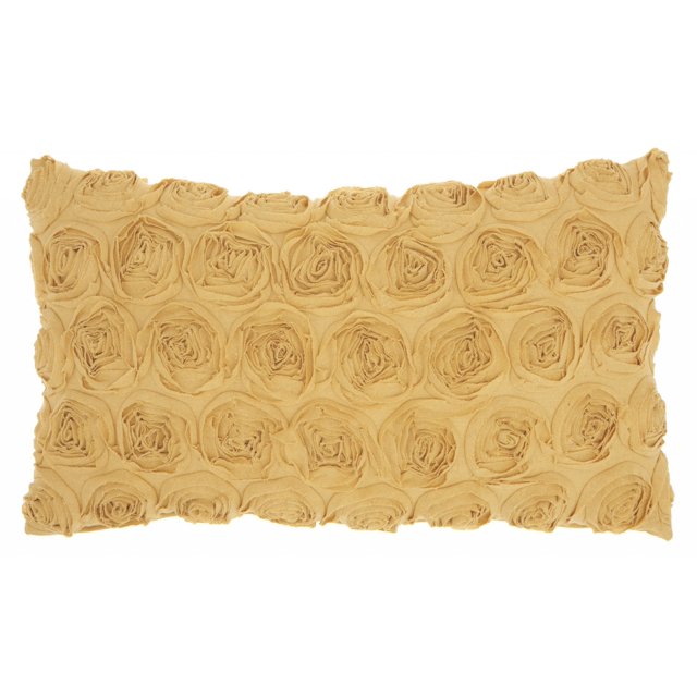 homeroots home decor 386255 Yellow Embossed Rose Lumbar Pillow