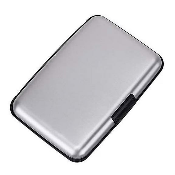 TALENO Mini RFID Aluminum Wallet Credit Cards Holder Business Card Case Metal ID Case for Men Women (Silver)