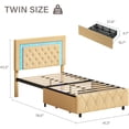 thumbnail image 6 of 4 EVER WINNER Twin Size LED Bed Frame with 2 Drawers, Twin Bed Frame with LED Light and Diamond Headboard, Modern Upholstered Bed Twin Size, Yellow, 6 of 6