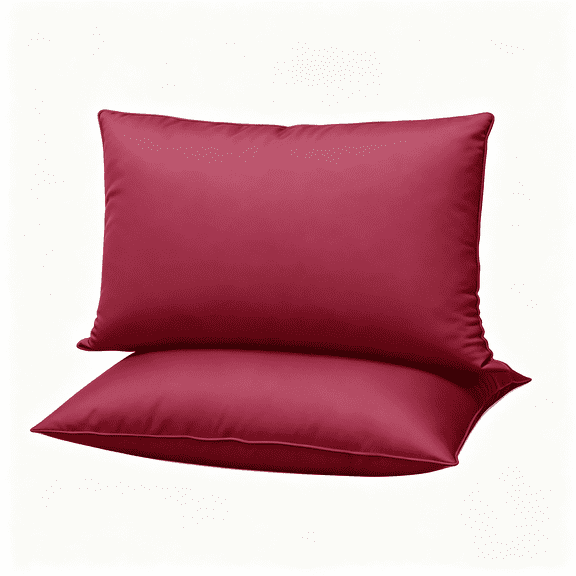 XIBUFE Flat Ultra Thin Bed Pillows Standard Size Pillow Set of 2 Extra Soft Down Alternative for Stomach Back Sleeper Burgundy 20X26"Es Ergonomic Low Profile Design Standard Pillows