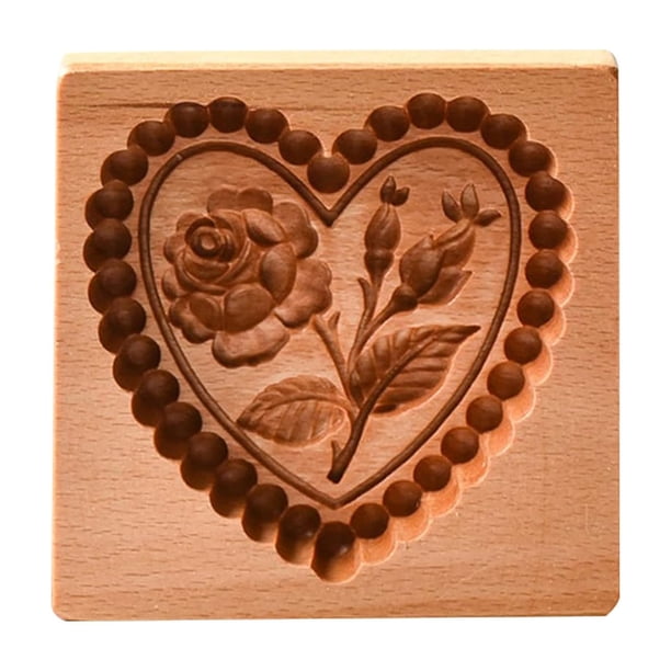 Molde de grabado en relieve para cortador de galletas de madera DIY, moldes de madera tallados en 3D, moldes para galletas, grabado en relieve, artesanía decorativa, herramientas para hornear para