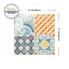 Smart Tiles Peel and Stick Backsplash, 5 Adhesive Tiles, Vintage Blue/Multicolored, 9"x9"