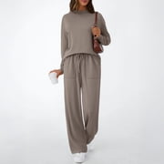 SUNBS Two Piece Sets for Women Fall Outfits Lounge Sets Mock Neck Tops Wide Leg Pants Vacation Travel Airport Outfits