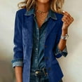 thumbnail image 3 of Women's Faux Suede Button Jacket Oversized Gathered Hem Short Length Coat Casual Vintage Outerwear with Pockets for Retro Style, Fall and Spring Wear, and Seasonal Events,Dark Blue,2XL, 3 of 5