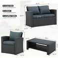 thumbnail image 3 of 4 Pieces Patio Furniture Set, All Weather Patio Conversation Set Outdoor Sectional Wicker Rattan Patio Sofa Set with Cushion and Glass Table, Gray, 3 of 10