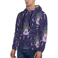 thumbnail image 3 of Pofeuu Lavender Flowers Print Mens Casual Hooded Collar Drawstring Hoodies Pullover Sweatshirts Casual Long Sleeve Shirts-Medium, 3 of 7