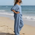 thumbnail image 5 of Sheghy Lounge Sets for Women Plus Size Women Casual Solid Boho 2 Piece Set Off Shoulder Loose Top & Wide Leg Pants Loungewear Vacation Outfit, 5 of 9