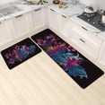 thumbnail image 2 of Black Kitchen Floor Mats Set of 2 Anti-Fatigue 0.4 Inch Thick Abstract Floral Kitchen Rugs Blue Red Flower Non Slip Waterproof Comfort PVC Mat Decor for Sink Laundry 17.3 x 28+17.3 x 47 Inch, 2 of 6