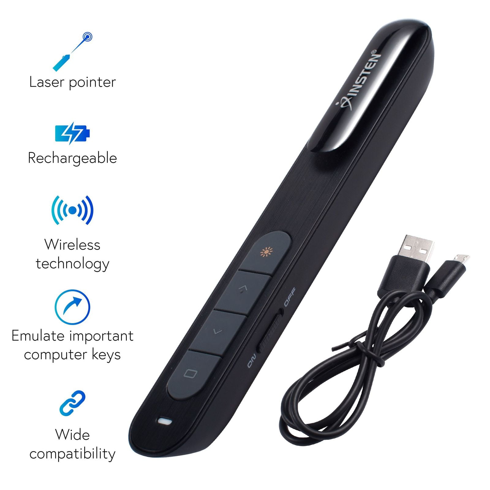 Wireless Presenters 2019 Updated Fly Mouse Red Laser Pointer USB Rechargeable 2.4GHz PowerPoint Presentation Hyperlink Volume Remote Control Pen Clickers for Computers Laptop Projectors