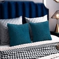 thumbnail image 4 of Turquoise Throw Pillow Cases 18x18: 2 Pack Inch Original Striped Velvet Square Decorative Pillow Covers for Farmhouse Couch, 4 of 5