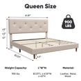 thumbnail image 3 of Frostbloom Queen Size Linen Upholstered Platform Bed Frame with Adjustable Headboard, Beige, 3 of 8