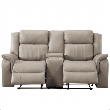 Aukfa Manual Reclining Loveseat Sofa Chair, 2 Seater with Storage Console and Cup Holder for Living Room,Gray