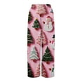 thumbnail image 6 of Ladies' Loose And Casual Christmas Printed Wide Leg Pants With Elastic Waistband Drawstring And Pocket Pants, Comfortable Home and Sleepwear Bottoms for Winter, Pink, XL, 6 of 6