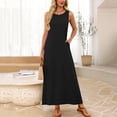 thumbnail image 4 of Uootdi Robes Maxi pour Femmes Col Rond Sans Manches Robes Amples avec Poches Décontractées Longues Robes d'Été pour la Plage Cadeau, 4 of 7