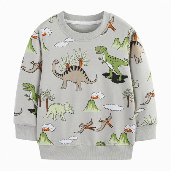 WXFAZCVU Boys Crewneck Sweatshirts Cartoon Printed Long Sleeved Pullover Fall Tops Goingout Size 1-2 Years