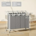 thumbnail image 3 of HOMCOM Laundry Hamper with Wheels, 160L Laundry Basket with 4 Bags, Grey, 3 of 10