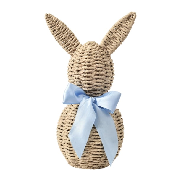 Adorno de conejito de Pascua tejido, decoración de escritorio, regalo creativo decorativo, decoración de Pascua Azul