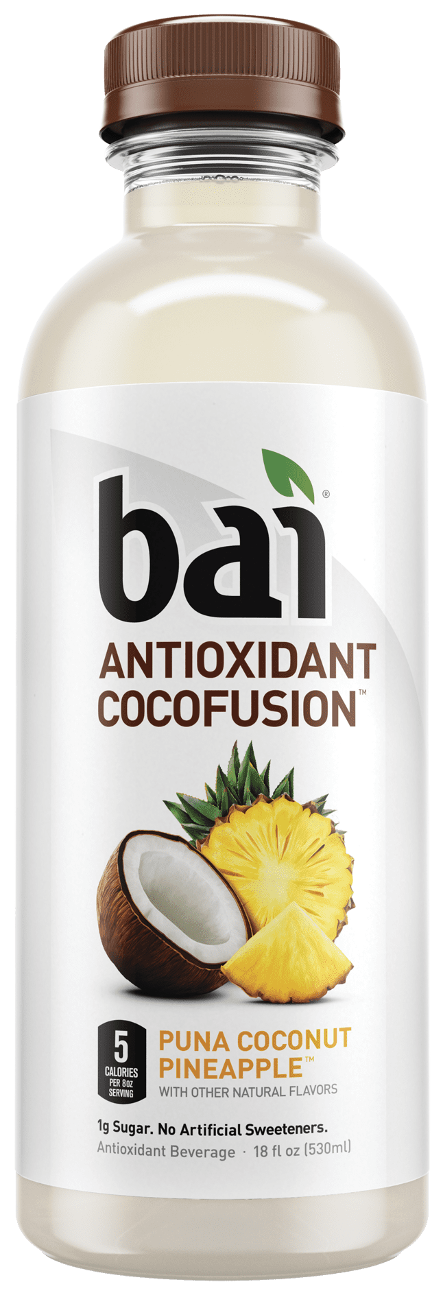 Bai Coconut Flavored Water, Puna Coconut Pineapple, Antioxidant Infused Drinks, 18 Fluid Ounce Bottles, 12 count