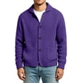 thumbnail image 2 of Josdec Men Waffle Knit Lapel Cardigan Jacket, Solid Color Long Sleeve Button Front Outerwear, Casual Fall Winter Layering Tops S-5XL, 2 of 5