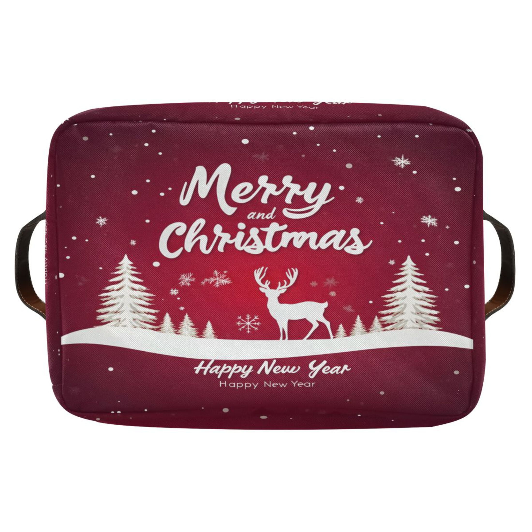 Ryvnso Christmas Reindeer Storage Basket Large Bin Foldable Boxes Toys Organizer 14.2x10.2x8.3in 2 PCs