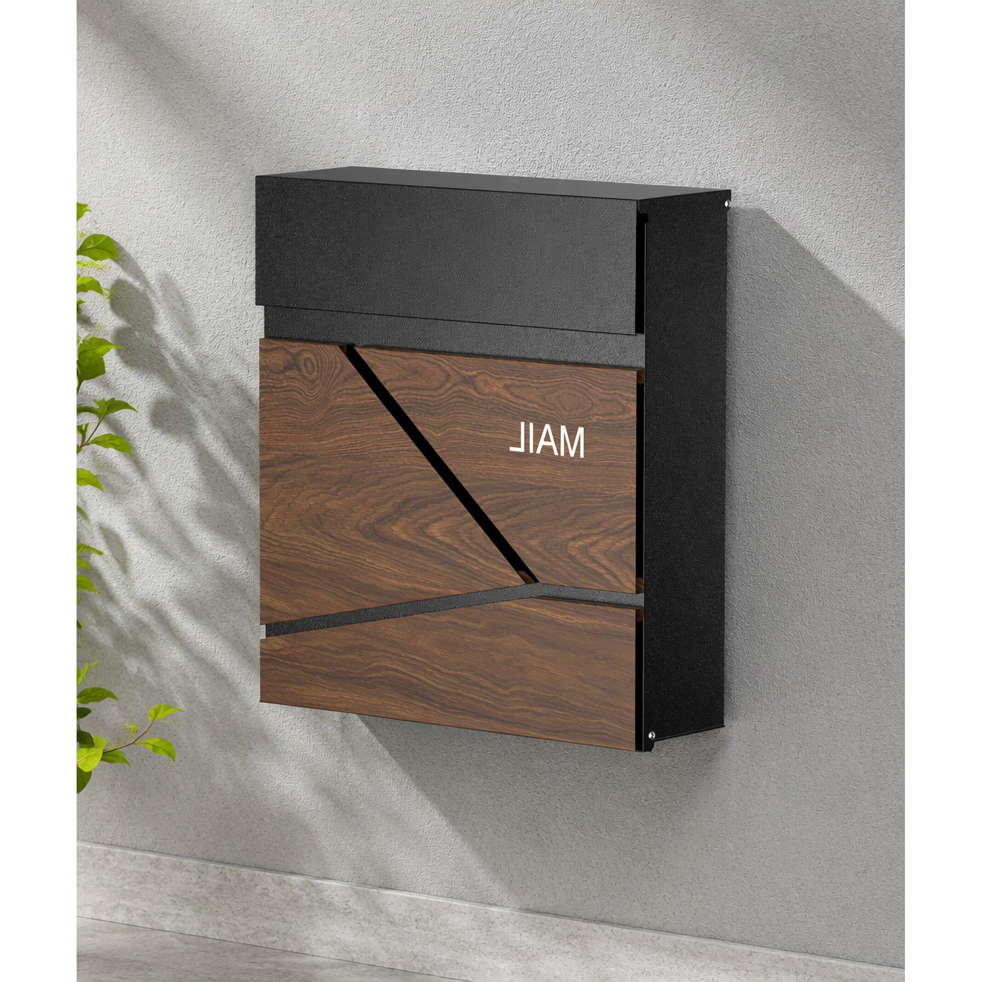 1 Pack Locking Mount Mailbox Large Capacity Galvanized Steel Mailbox for Outside Rust Resistant Modern Design with Sloped Roof Black