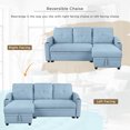 thumbnail image 6 of Euroco 80" Pull Out Sofa Bed L Shape Sofa with Storage Chaise and Cup Holder, Linen Fabric 3 Seater Couch, Blue, 6 of 10