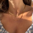 thumbnail image 2 of Collar en forma de espiga Collar delicado con cadena de serpiente para mujer en capas de oro amarillo de 14 k JM, 2 of 5