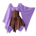 thumbnail image 2 of FcBaudy Robe Mi-Mollet à Manches Longues et Col Rond, Robes d'Été pour Femmes, Robes pour Femmes, Costumes Gothiques à Manches Longues, Robes Corset à Manches Longues, Robe Mi-Mollet à Manches Longues et Col Rond pour Femmes, 2 of 7