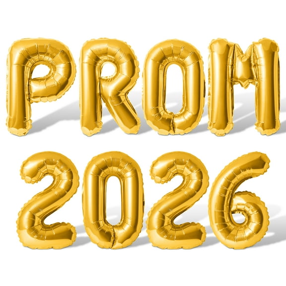 Letter & Number Balloons - PROM 2026 16" Inch Alphabet Letters Foil Mylar Balloon Promenade Party Banner (Gold)