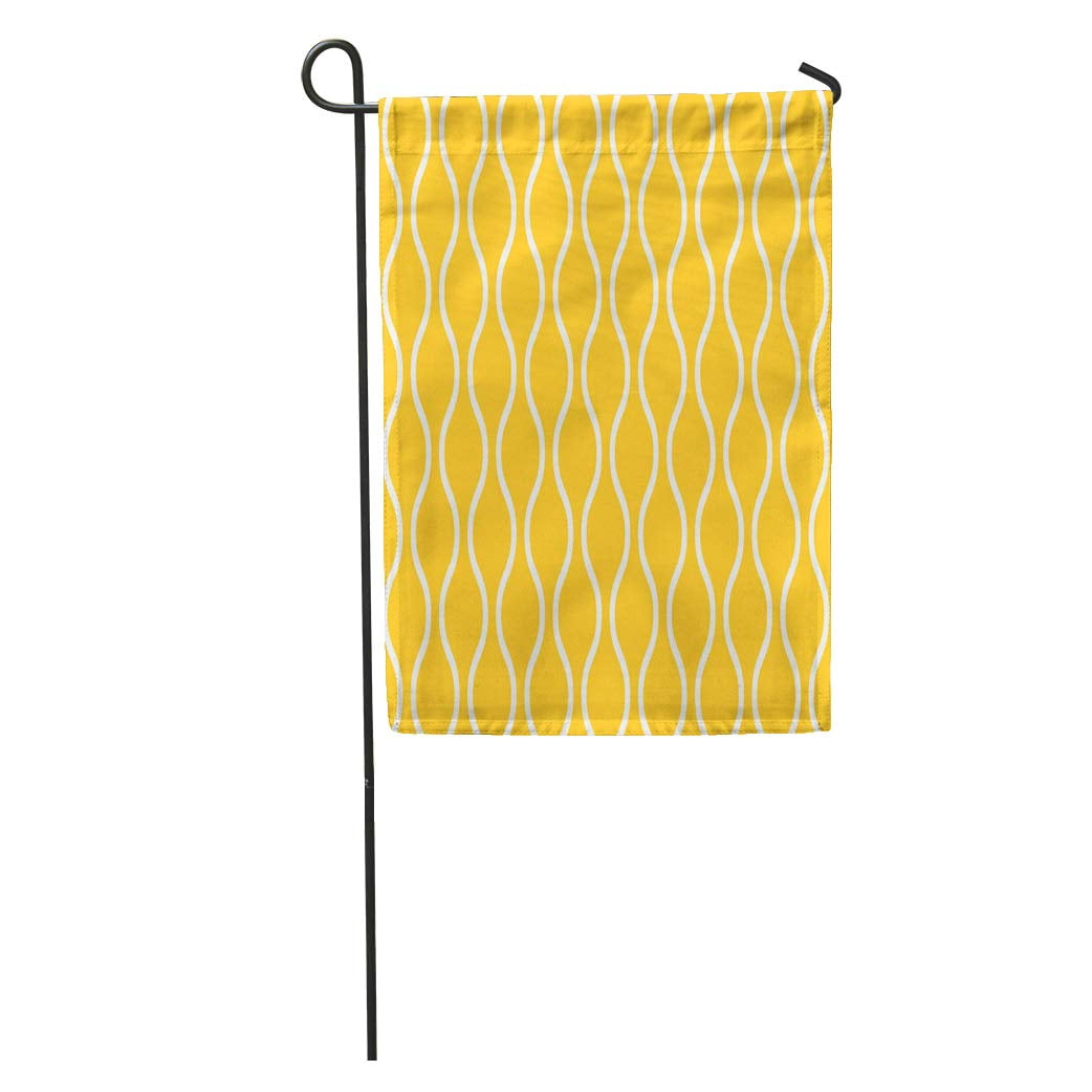 LADDKE Simple Yellow and White Rounded Zig Zag Lines Abstract Ogee