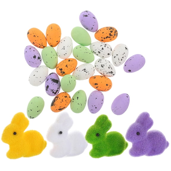 Masteelf  28pcs Colorful Easter Eggs Bunnies Bulk Decorative Foam Easter Eggs Rabbit Stuffer
