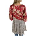 thumbnail image 3 of Floral Print Women Bohemian 3/4 Sleeve Tie-Up Cover Tops, 3 of 4