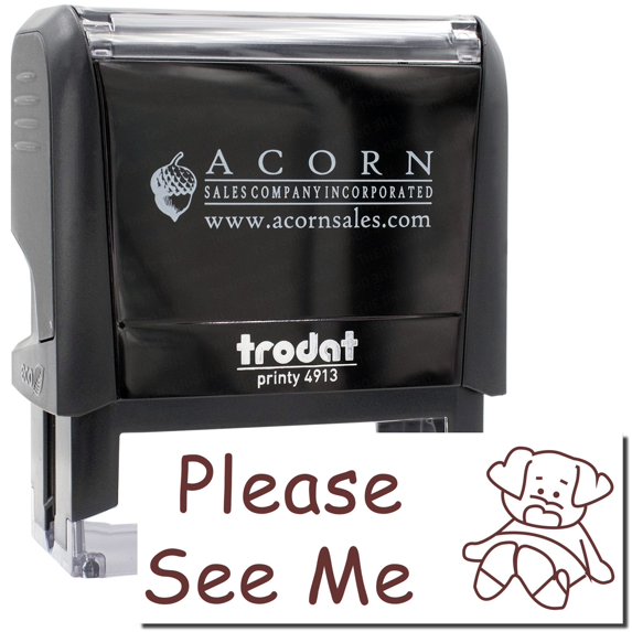 Large Self-Inking Please See Me Stamp, Trodat Printy 4913, Press and Print Stamping, Impression Size 7/8" x 2-1/4", Up to 10,000 Impressions - Brown Ink