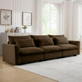 thumbnail image 7 of Oversized Cloud Couch for Living Room, 122" Comfy Corduroy Sofa with Lumbar Pillow, Modern Oversized 3 Seater Sofa Modular Couch with Wide Armrest for Living Room, Apartment, Office, Brown, 7 of 7