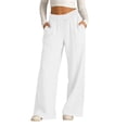 thumbnail image 2 of Enjoytime Work Pants Women Solid Color Stretch Waist Strap Drawstring Wide Leg Pants Travel Casual Loose Trousers, 2 of 8