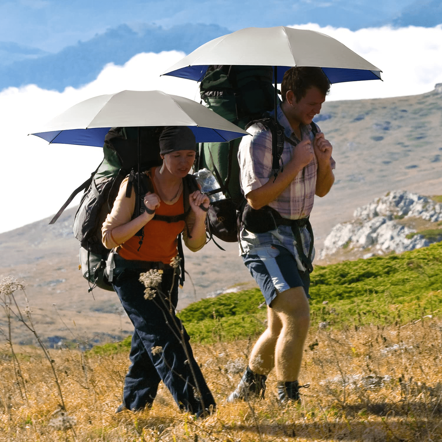 G4Free Liteflex Hiking Umbrella Mini Compact Ultralight Collapsible Reflective Silver Trekking Backpacking Umbrella
