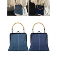 thumbnail image 2 of PULLIMORE Women's Denim Frame Bag with Kiss-Lock Closure - Adjustable Crossbody Strap & Top Handle, 3-in-1 Purse (Blue), 2 of 6