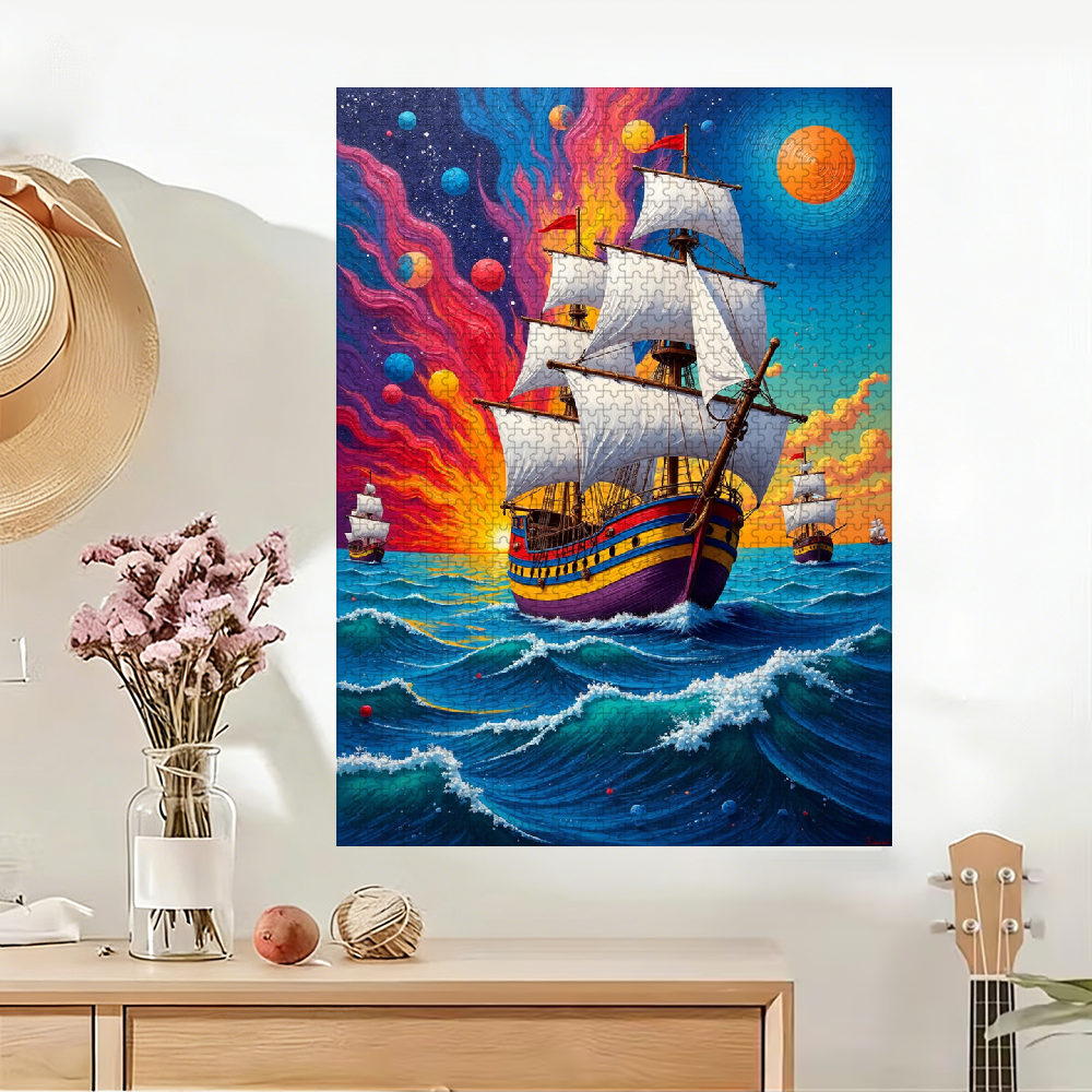 1000 pieces of vertical paper jigsaw puzzles - colorful sailing ships, with dimensions of 29.5 * 20 inches.