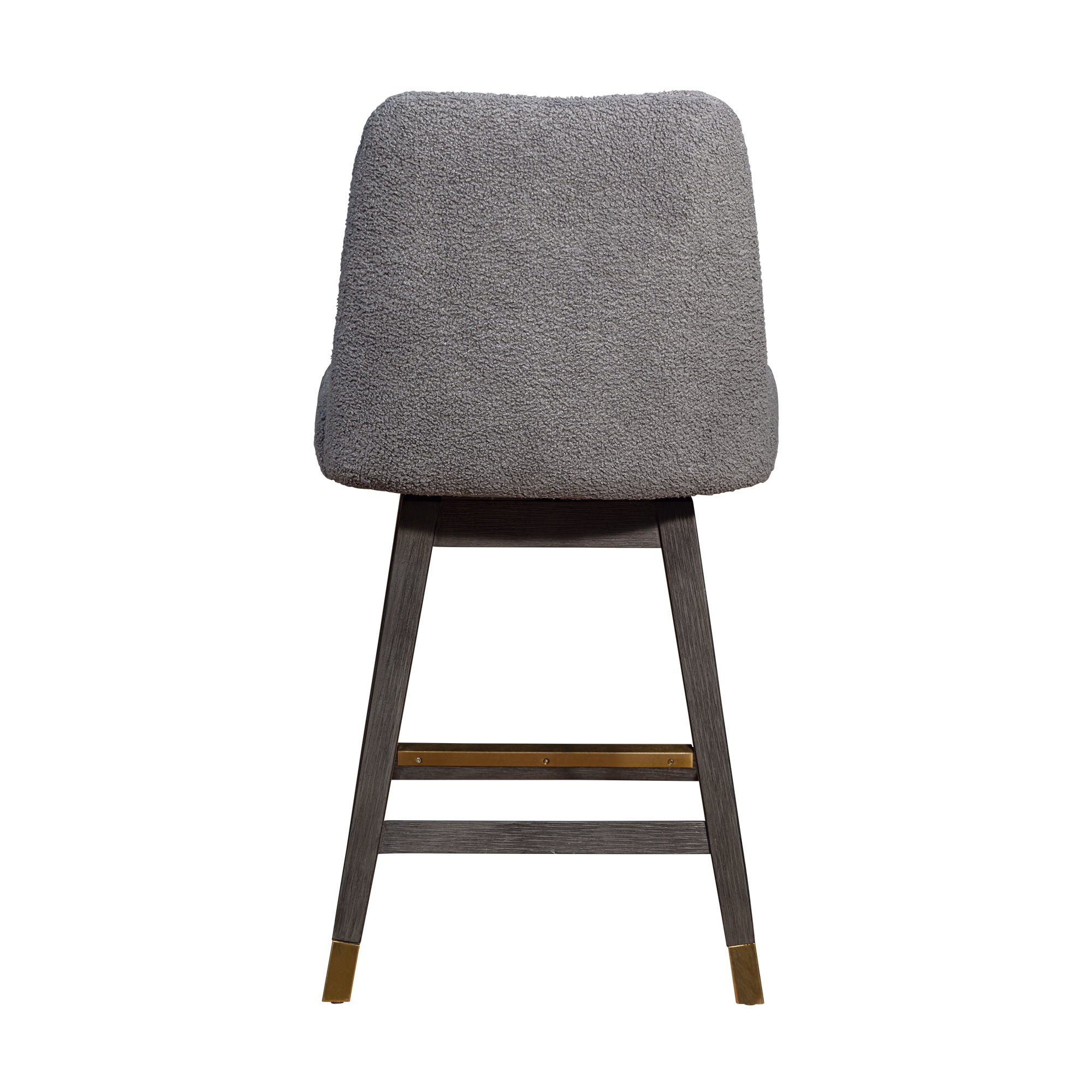 Amelia Swivel Counter Stool in Gray Oak Wood Finish with Gray Boucle Fabric - Set of 3