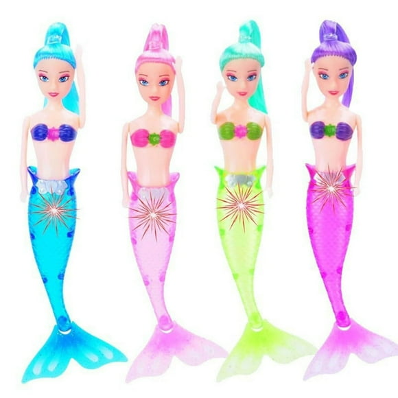 SUTENGDA 7‘‘ Realistic Mermaids for Doll with Lighting Tail Bathtub Toy Dolls Toddler Toy Gift for Girls Toddlers Children Birthd