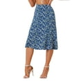 thumbnail image 4 of Faldas Midi Chic para Mujeres Inspire, Faldas A-Line de Cintura Elástica con Estampado Floral Ditsy, Azul XL, 4 of 6