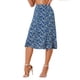 thumbnail image 4 of Faldas Midi Chic para Mujeres Inspire, Faldas A-Line de Cintura Elástica con Estampado Floral Ditsy, Azul XL, 4 of 6