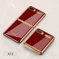 thumbnail image 2 of For Samsung Galaxy Z flip Foldable Cellphone Shell Electroplated Painted Folding Phone Case Color:A13 woven green pattern, 2 of 8