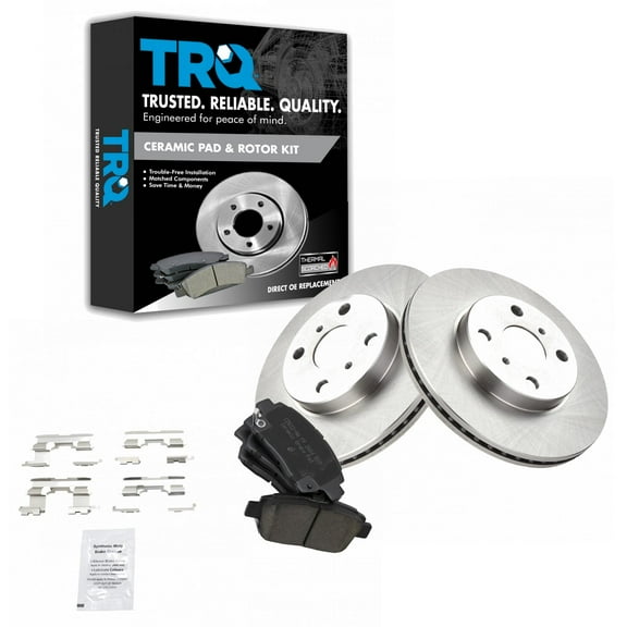 TRQ Front Brake Pad & Rotor Kit Brake Pads Brake Rotor Ceramic Fits Select 2004-2006 Scion xA xB