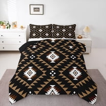 Manfei Tribal Aztec Teens Bedding Comforter Set, Brown Geometric Triangle Twin Comforter Sets, Western Bohemian Reversible Bedding Set, Ultra Soft Home Decor, 2pcs