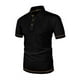 thumbnail image 2 of Blusa y camisa de manga corta con cuello vuelto para hombre, informal, de moda, de color liso, con botones, solapa y hebilla de gancho, camiseta de manga corta de poliéster para hombre., 2 of 5