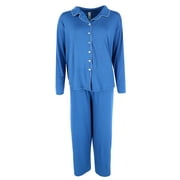 PJ Couture  Notch Collar Long Pajama Set (Women's Plus Size)