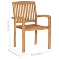 thumbnail image 4 of vidaXL Stacking Garden Chairs with Cushions 4 pcs Solid Teak Wood, 4 of 5