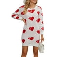 thumbnail image 2 of Valentines Day Sweater Dresses for Women Wrap Hip Slim Fit Cute Heart Sweaters Crew Neck Mid-Length Dress Shermie, 2 of 6